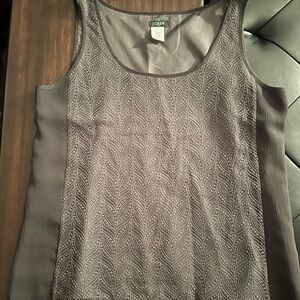 J. Crew Charcoal Leaf Pattern Tank Top